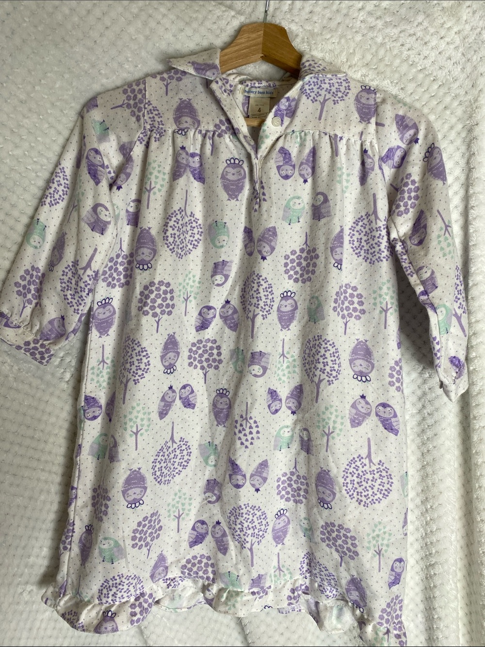 Pottery Barn Kids Purple and Mint Owls print Nightgown